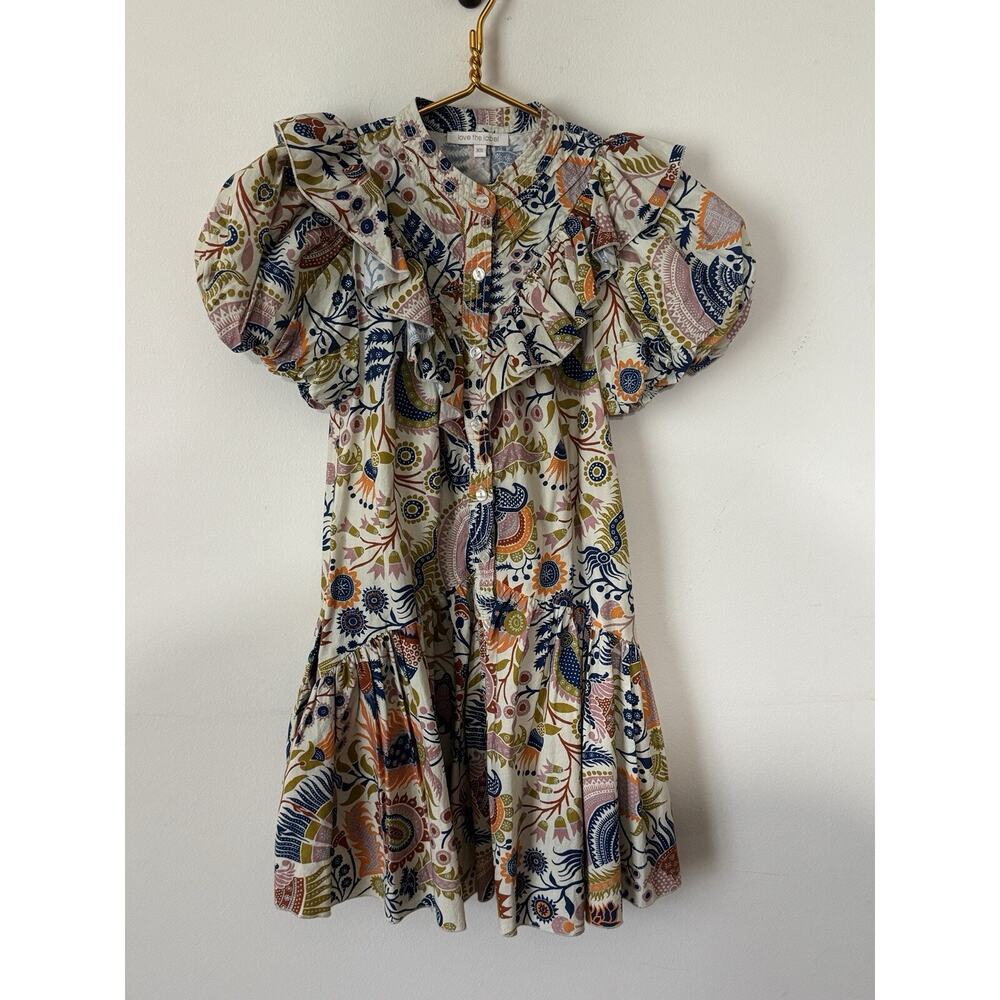 Love The Label Women's Ivory Tatiana Ruffle-Yoke Puff-Sleeve Dress Size XS